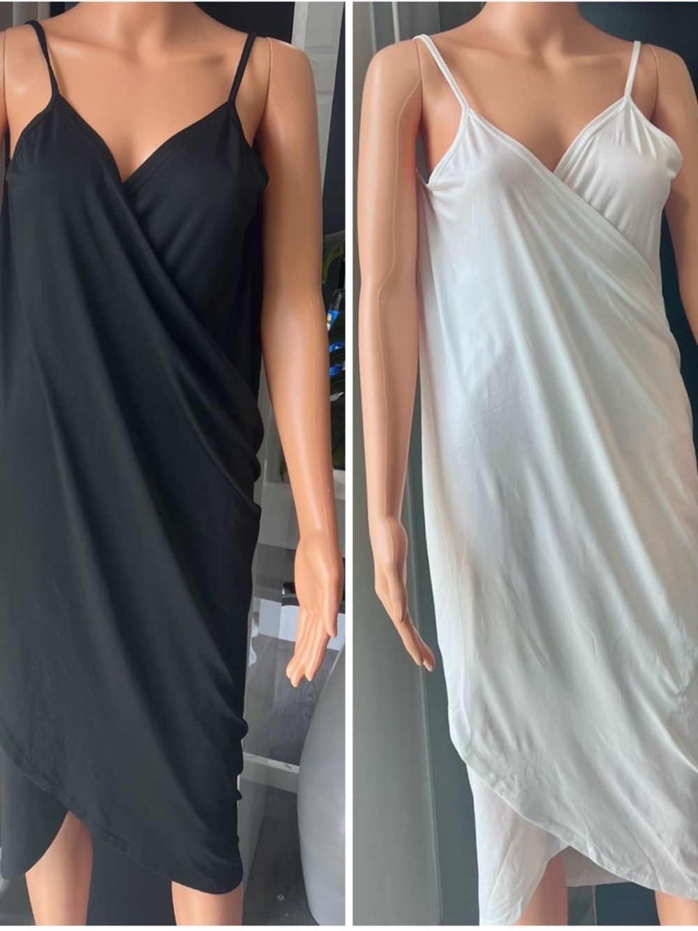 Women’s V-Neck Swim Coverup Slip - Black and White set